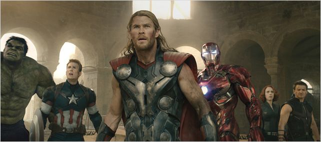 Avengers : L&rsquo;ère d&rsquo;Ultron : Photo Chris Evans, Chris Hemsworth, Jeremy Renner, Scarlett Johansson